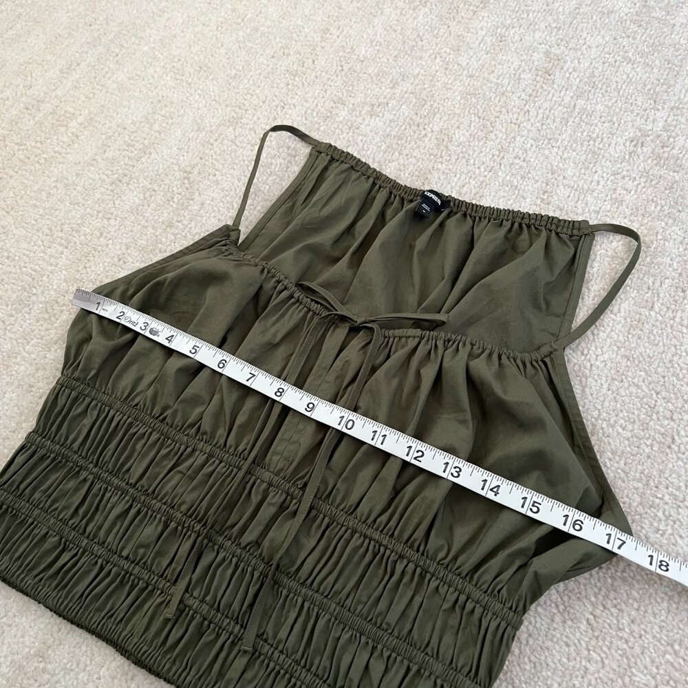 Express Green Cotton Boho Peasant Blouse Crop Top M Resort - Picture 6 of 7